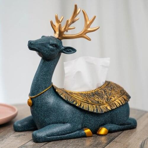 Resin Creative Tissue Box Nordic Light Luxury Deer Coffee Table Bedroom Desktop Napkin/Tissue Holder Home Living Room Tissue Box
