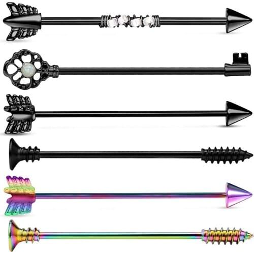 14G Stainless Steel Industrial Barbell Earring Cartilage Body Piercing Jewelry 38mm 1&1/2 Inch Industrial Piercing Bar