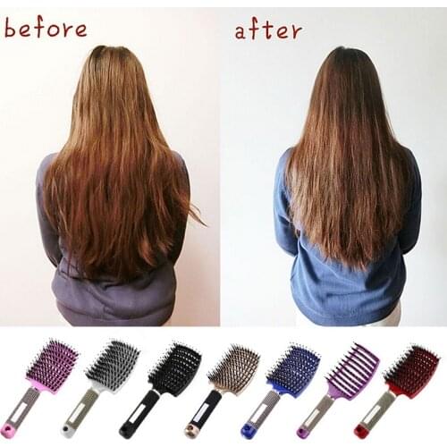 Hair Scalp Massage Comb Girls Hairbrush Bristle Nylon Women Wet Curly Detangle Hair Brush for Salon Hairdressing Styling Tools