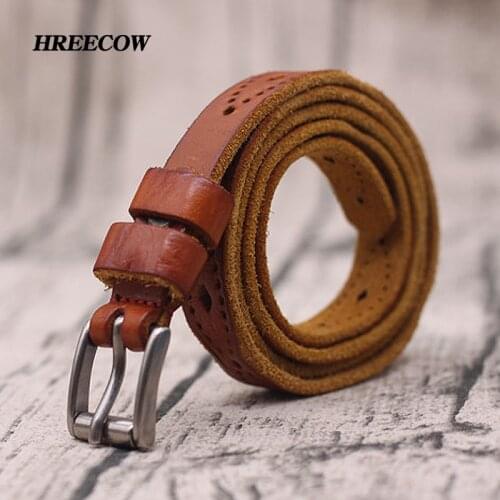 Designer Belts High Quality 100% Pure Genuine Leather Hollow Out Belts Women Vintage Strap Luxury Ceinture Homme Military Style