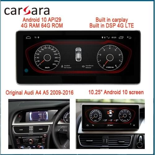 RHD Au di A4 A5 S4 S5 Android Display 10.25 Inch Mutimedia Player Touch Screen Monitor 4G RAM 64G ROM Comand Facelift