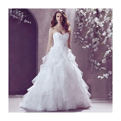 Royal luxury diamond lace bra wedding dress new arrive A-line Sleeveless lace up back Sweep Train Bridal Wedding Dress