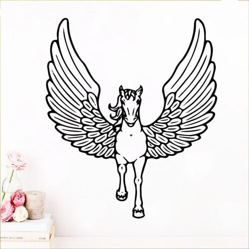 Cartoon Style Flying horse Decal Removable Vinyl Mural Poster For Home Decor Living Room Bedroom Decoration Accessories Murals