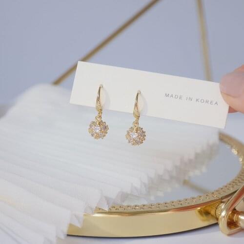14k Real Gold Plated Fashion Jewelry Micro-inlaid Zircon Simple Ball Stud Earrings for Woman Shine Holiday Daily Elegant Earring
