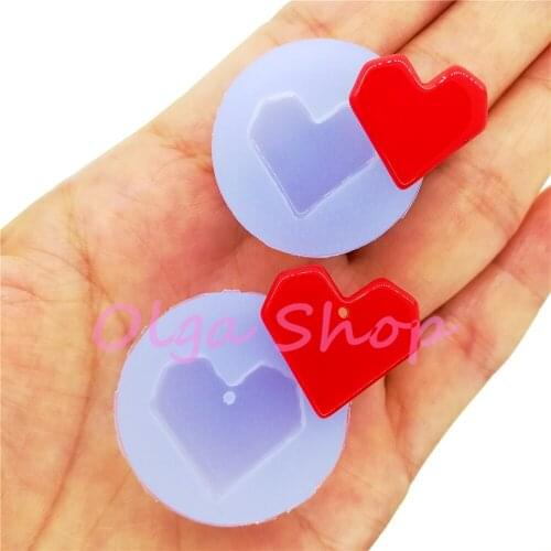 PYL900 PYL901 2 Hearts Silicone Mold for Resin Cabochon Earrings Necklace Pendant Jewelry Making Fondant Deco 17.2mm - 21.2mm