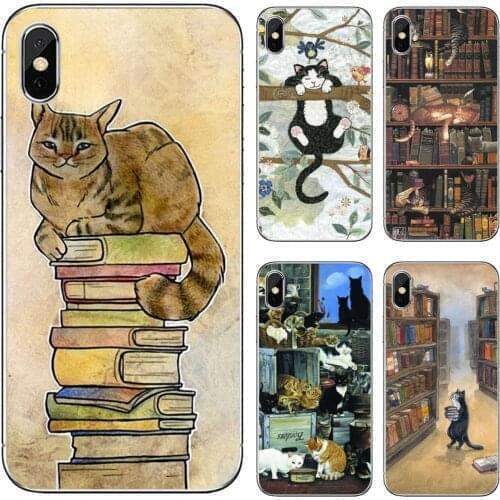 For iPod Touch iPhone 10 11 12 Pro 4S 5S SE 5C 6 6S 7 8 X XR XS Plus Max 2020 cats-and-the-library-tree Silicone Bag Case