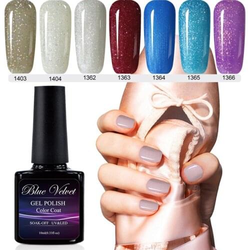 Blue Velvet 10ML Manicure Gel Polish Pure Color Shinny Nail Gel Polish Soak Off UV/LED Neon Gel Lacquer Varnishes Long-Lasting