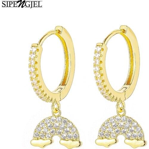 Fashion Cubic Zirconia cute Rainbow Earrings rarinbow hoop Earings For Women Fashion Korean Jewelry 2020