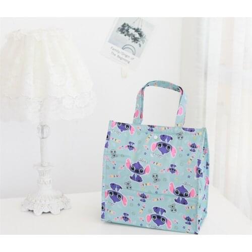 Disney handbag cartoon Oxford cloth Mickey folding lunch box bag lunch bag Stitch portable picnic bag cold storage bag