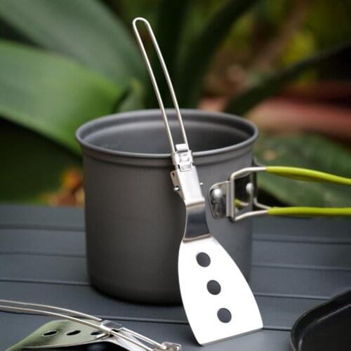 1 Set Stainless Fry Shovel Portable Lightweight Stable Folding Spatula Barbecue Cooking Shovel for Camping Folding Fry Shovel