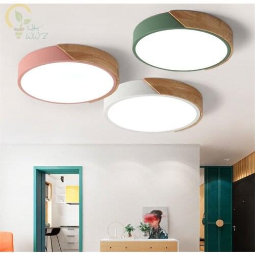 Modern LED Ceiling Lights Nordic Style Round Mounted Ceiling Lamp For Bedroom Wooden Kitchen Lighting Fixture Home Lighting