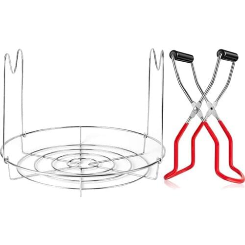 Stainless Steel Steamer Canning Rack and Canning Tongs with Handles for Regular Mouth or Stand Pressure Cooker Removal