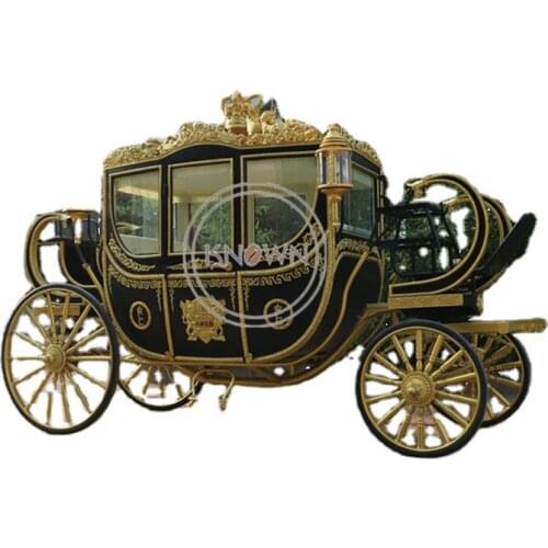 High Quality Golden Marathon Horse Wagon Carriage Cart With Soft Double Seats And Alumina Non-Slip Food Pat