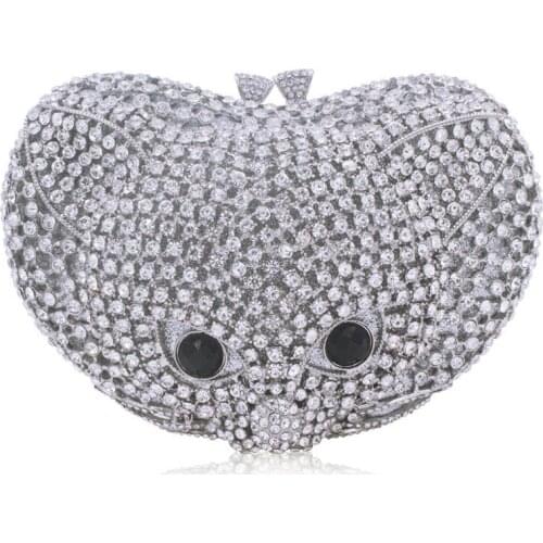 Lady Metallic Fox Diamond Women Shoulder Bag Dinner Box Messenger Clutches Bag Toiletry Package Evening Clutch Wallet