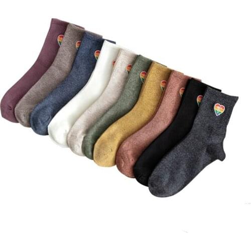 Winter Autumn Japanese Style Thin Skin Socks Comfortable Rainbow Logo Women Socks