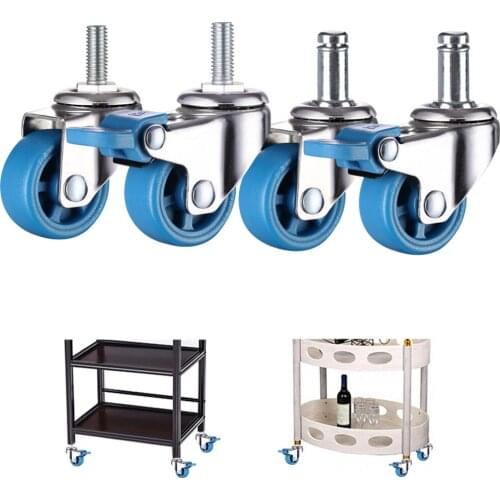 1/4PCS 360 Degree Swivel Casters Wheel Rubber Rollers Blue No Noise Wheels For Shopping Cart Trolley Caster 1/1.25/1.5/2 Inch