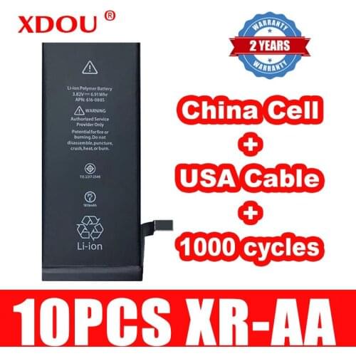 10pcs XDOU Battery For iPhone XR 2942mAh Repair Replaced 100% Cobalt China Cell USA Cable 1000 Cycles For Apple IphoneXR AA