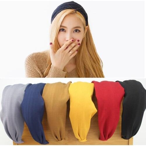 12pcs All-match Solid Color Spandex Fabric Headband Women Fashion Hair Accessories Wide Hairband for Adults