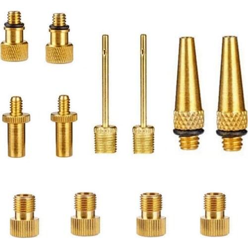 12Pcs Bike Bicycle Tire Inflator Air Pump SV AV DV Valve Copper Adaptor Set