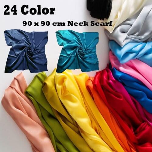 24 Colors Unisex Hip Hop Bandana Headwear Satin Silk Large 90 X 90 Cm Square Plain Nautical Head Neck Scarf Wrap Hiking #T5P