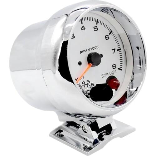 3.75" 95mm Car Tachometer Gauge Warning Speedometer 8000RPM Silver Shell
