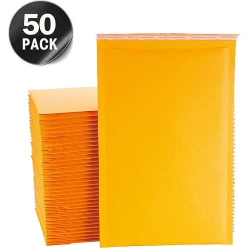 50pcs Kraft Paper Bubble Padded Mailing Shipping Envelopes for Mailer Gift Packaging Self Seal Courier Storage Bag Mail Shipmen