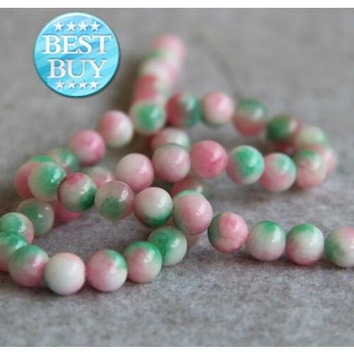 8mm Fashion Natural Multicolor Rose&Green Chalcedony Round DIY Beads Stone For Necklace Bracelet 15inch Jewelry Making Design