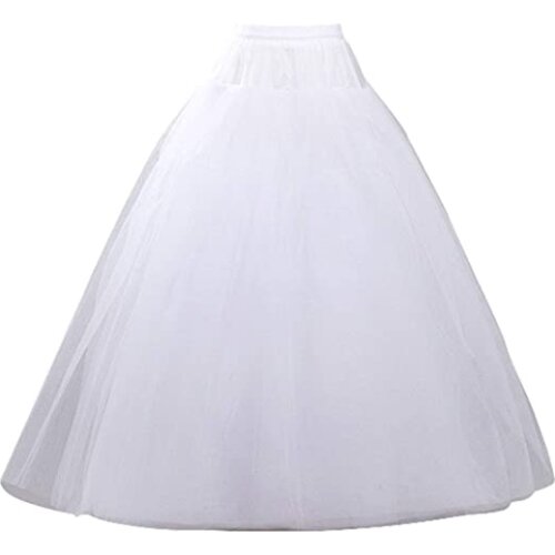 A-line Hoopless Petticoat Crinoline Underskirt Slips 3 Layers Floor Length Ball Gown Skirt for Wedding Dress
