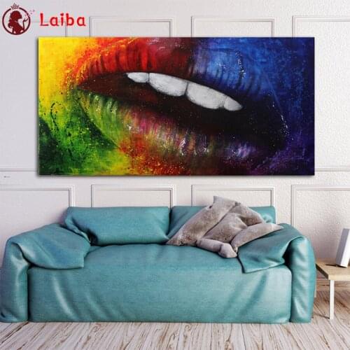 Diamond Painting Abstract art, painted lips 5d Diamond Embroidery Full Display Diamond Mosaic Cross Stitch Rhinestone Decoration