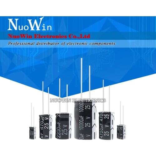 25V Aluminum Electrolytic Capacitor 10UF 22UF 33UF 47UF 100UF 220UF 470UF 680UF 1000UF 2200UF 3300UF 4700UF 6800UF 22000UF