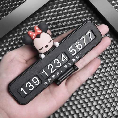 Disney Mickey Minnie Cartoon Car Temporary Parking Phone Number Plate Car Luminous Creative Moving Car Transfer Card