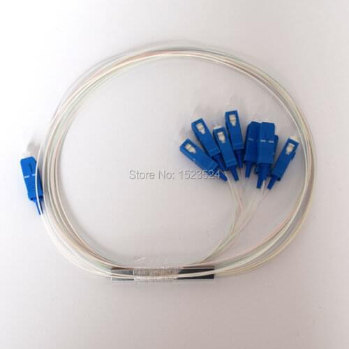 Free Shipping 10pcs/lot 0.9mm Steel Tube 1M Fiber Length 1x8 Mini SC/UPC Fiber Optic PLC Splitter