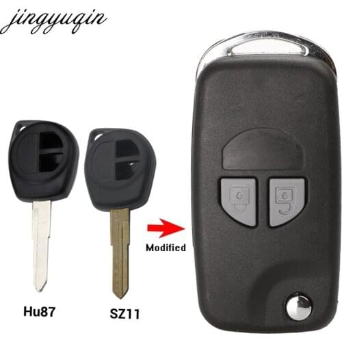 Jingyuqin 15pcs Flip Remote Modified Car Key Shell For SUZUKI SX4 Swift 2 Button + Button Pad Key Fob HU87 SZ11 Blade