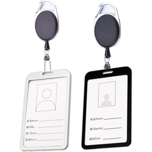Black ABS Plastic Retractable Pull Badge Reel Student Nurse Exhibition Metal Business Card Badge Holder