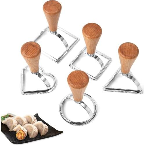 Wooden handle stainless steel biscuit mold, dessert cake mold, cake cutter, cake stand cake decorating tools baking tool