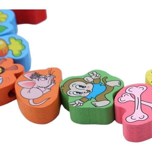 High Quality Baby Colorful Wooden Large Beaded Learning Toy Children Early Education Cartoon Cute Toys
