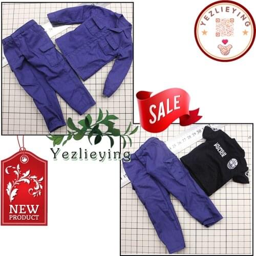 1/6 Scale Action Figure Dolls & Accessories SWAT Blue Combat Clothes Uniform Suit/Black T shirt Coat Pants Set F 12"Soldier Body