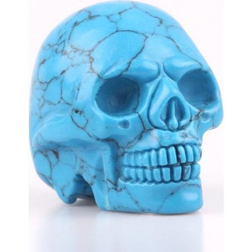 Natural Stone Carved Skull Chakra Figurine Purple Crystal Healing Feng Shui Reiki Free Pouch