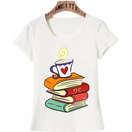 I'm all Booked Book Coffee Lover Reading Bookworm Print T-Shirt Fashion Women Short Sleeve Cute Girl Tops Funny Mujer Tee shirt