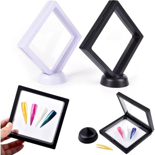 Hot SALE 1 Set 3D Floating Nail Tips Display Bague Packaging Box With Membrane Jewelery Stones Presentation Case