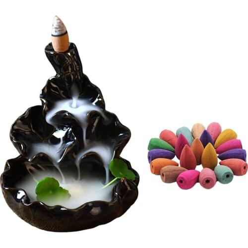 Ceramic Incense Burner Censer SPA Yoga Aromatherapy Lotus Incense Holder
