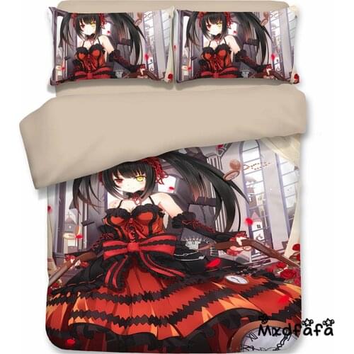 Mxdfafa Anime DATE A LIVE Comforter Bedding Sets Duvet Cover Set 3pc set Include 1 Duvet Cover and 2 dakimakura covers