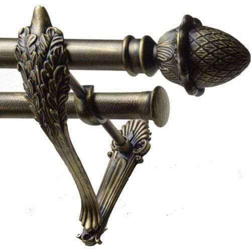 Curtain rod bracket Old Green Golden Rods 28mm/28mm Double Single holder carve Roman Gold Alloy roman double curtain rod holder
