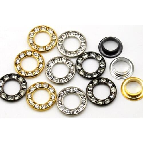 80sets/lot 3 colors 17mm round metal brass rhinestone eyelets crystal diamond grommets glass eyelets free shipping RE-17mm-001