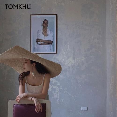 New Desige Summer Handmade 25cm Big Wind Brim Straw Paper Sun Cap Men Women Leisure Holiday Beach Color Hat