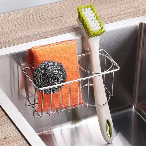 Metal Suction Cup Sink Drain Rack Wall Sucker Sponge Storage Drying Holder Kitchen Sink Soap Stand Dish Cloth Shelf Organizer
