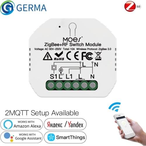 GERMA Tuya ZigBee 3.0 Smart Light Switch Module Required APP Remote Control, Work with Alexa Google Home for Voice Control