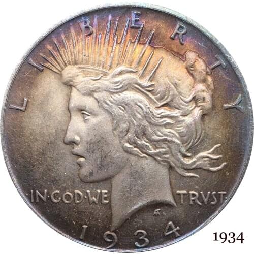 United States Of America US 1934 Liberty Coin In God We Trust 1 One Peace Dollar Cupronickel Silver Plated Copy Coins