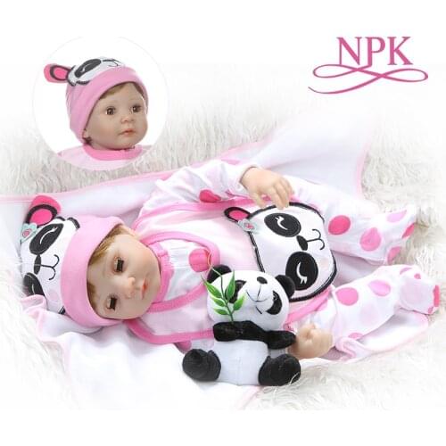 NPK 55CM soft stuffed body 1/4 silicone limbs reborn baby doll eyes blink sweet girl baby Birthday Gift
