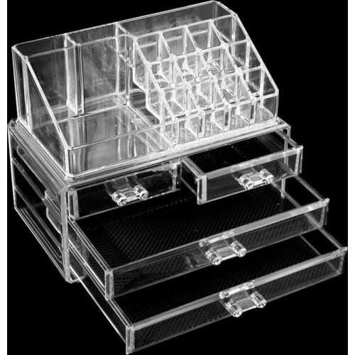 Multiple checks with 4 drawers integrated cosmetic box organizer transparent 180821120